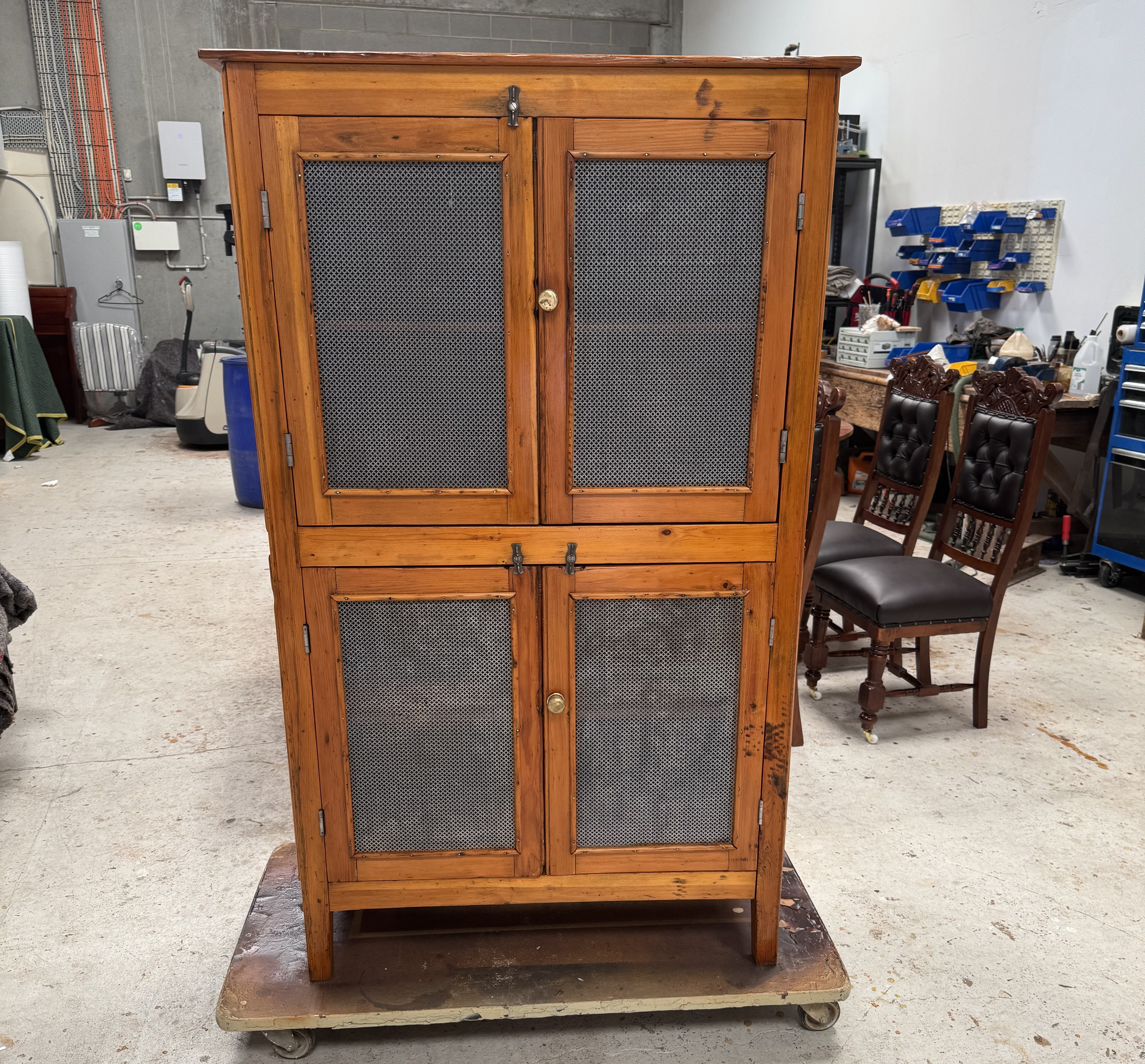 After - Blastic pine meat safe furniture restoration by Adelaide French Polishers